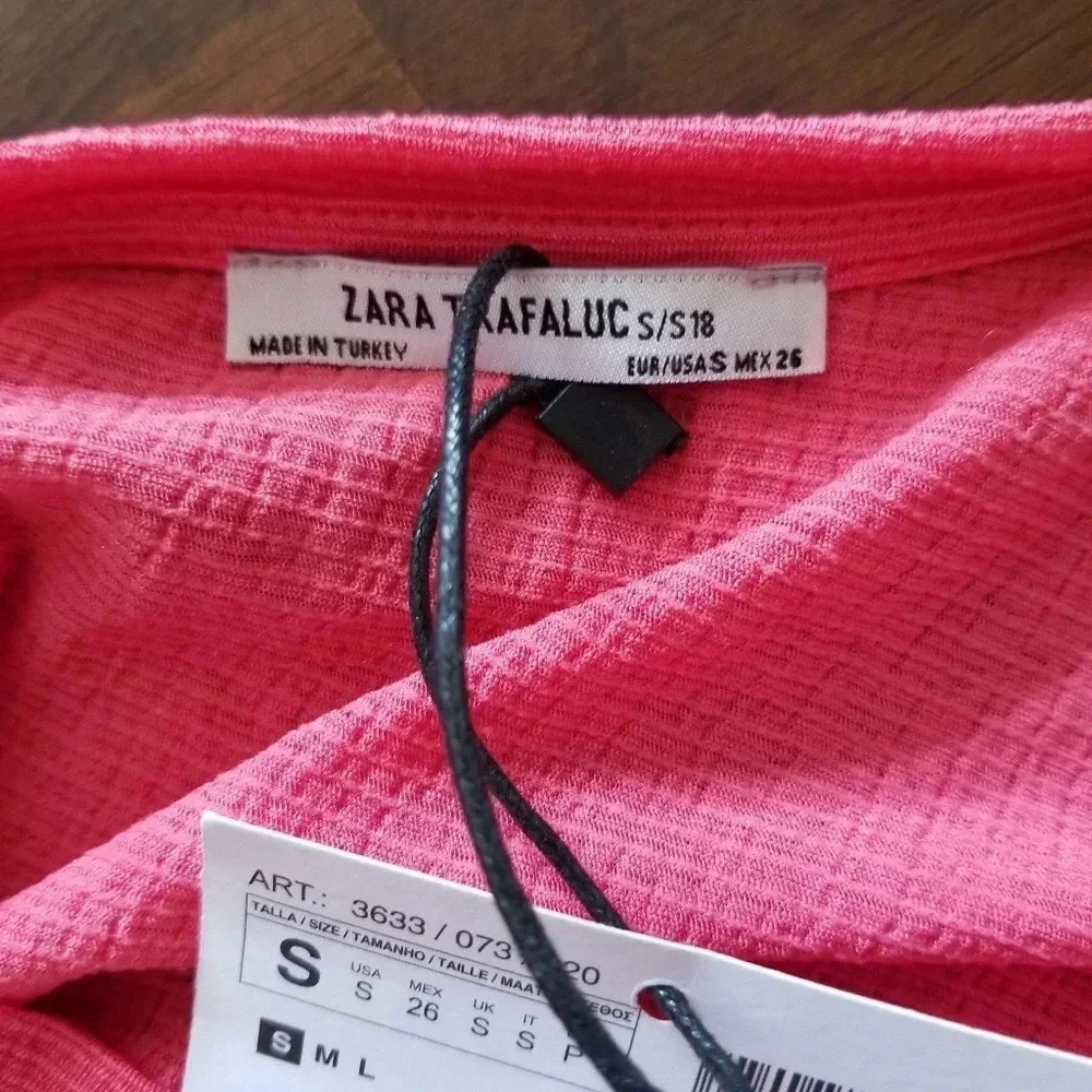 NWT Zara Pink Long Ruched Sleeve Top S - Picture 4 of 4
